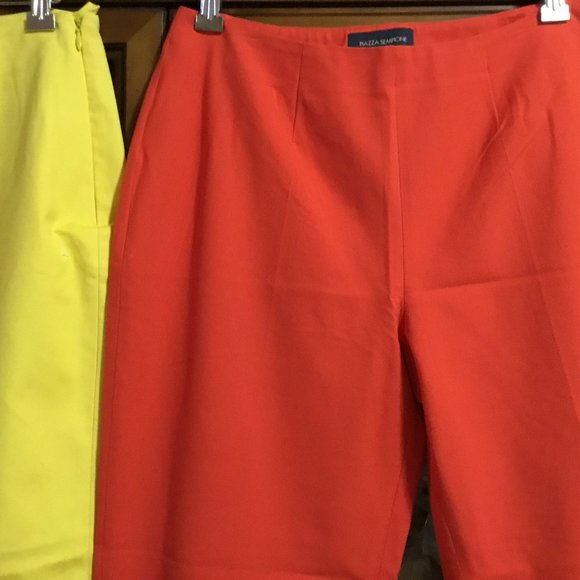 Piazza Sempione Audrey Pants Cropped Italy RARE YELLOW & CORAL Size US 8  IT 44 - Picture 3 of 14